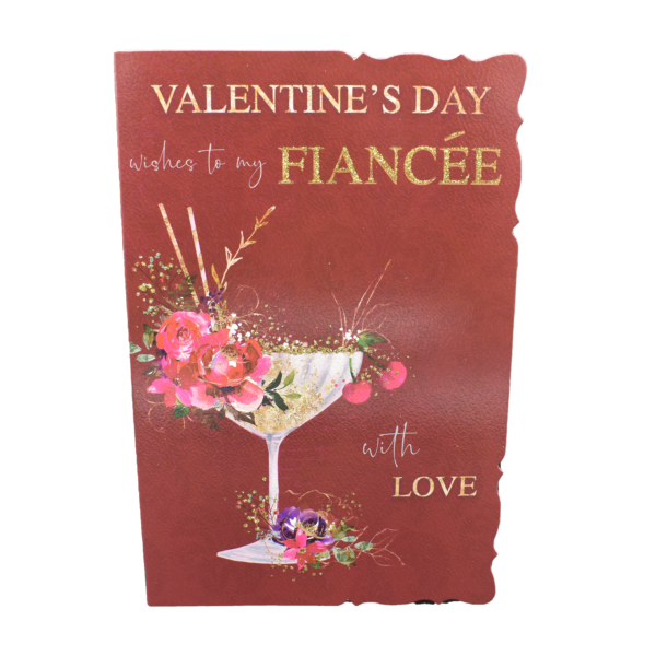 Large Valentine Card Fiancée Burgundy Red Cocktails