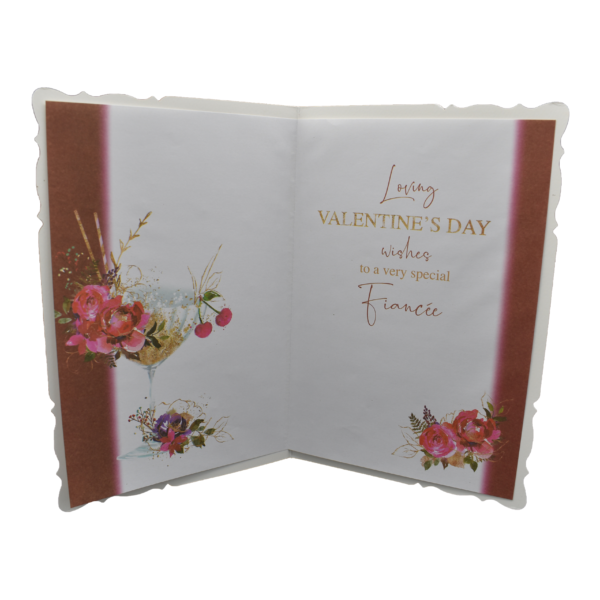 Large Valentine Card Fiancée Burgundy Red Cocktails - Image 2